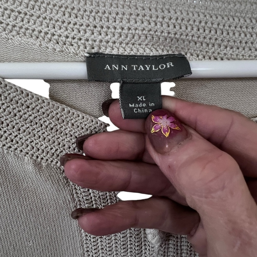 Ann Taylor Cream Silk Button Down Shirt - Picture 2 of 5